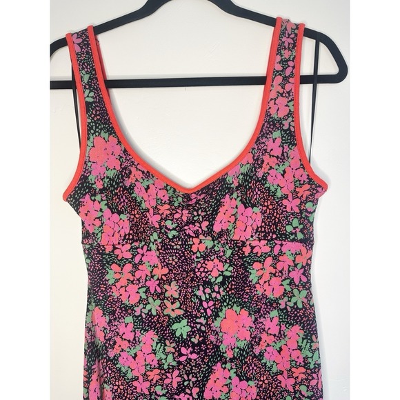 Free People Clementine Floral Midi Dress M Pink Green Slit Sweetheart 90s Boho - Picture 6 of 16